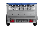 Jednonápravový přívěs 200x125 UNITRAILER GARDEN 201 KIPP s pletivovými bočnicemi, rámem H-0 a modrou plachtou
