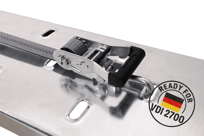 Sada čtyř přepravních pásů pro přívěsy HEFFA CARLINE 130, pásy pro zajištění kol 2,8 m/35 mm/3 t VDI 2700