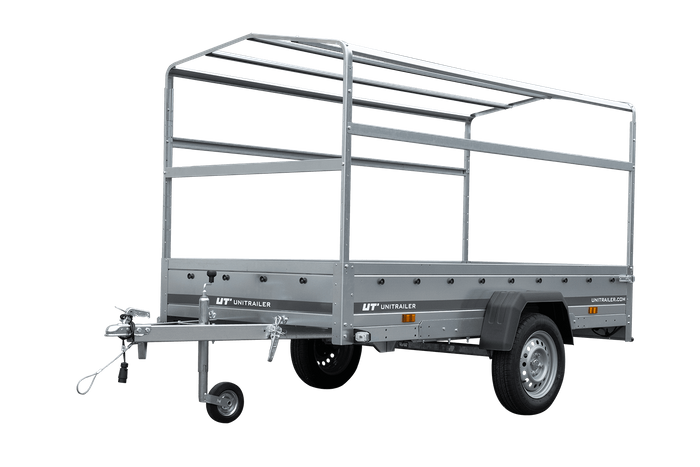 Přívěs pro auto 264x125 UNITRAILER GARDEN 264 KIPP s rámem H-1100 a šedou plachtou