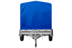 Přívěs za auto s hliníkovými bočnicemi 230x125 Unitrailer Garden 230 KIPP ALU s rámem H1100 a modrým krytem
