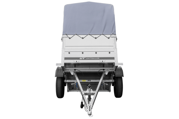Jednonápravový přívěs 150x106 UNITRAILER GARDEN 150 KIPP s bočnicemi BIS, rámem H-800 a šedým krytem