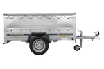Lehký přívěs na pružinách 200x125 UNITRAILER GARDEN 201/R KIPP s bočnicemi BIS, rámem H-0 a šedou plachtou