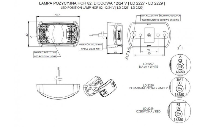 HORPOL LD 2227 LED obrysová lampa univerzální