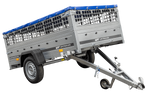 Přívěs za auto 230x125 UNITRAILER GARDEN 230 KIPP s bočnicemi ze síťoviny a modrou plachtou
