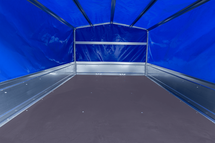 Dvounápravový přívěs 264x150 UNITRAILER GARDEN 265/2 KIPP s rámem H-800 a modrým krytem