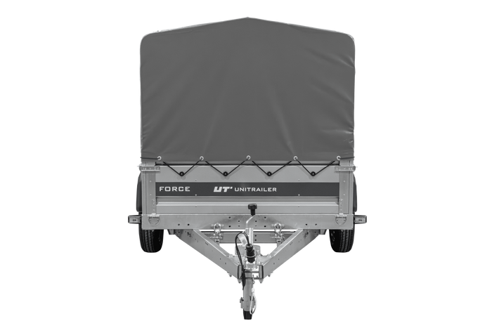 Přívěs za auto na pružinách 230x125 UNITRAILER FORCE 230/R KIPP s rámem H-800 a šedým krytem