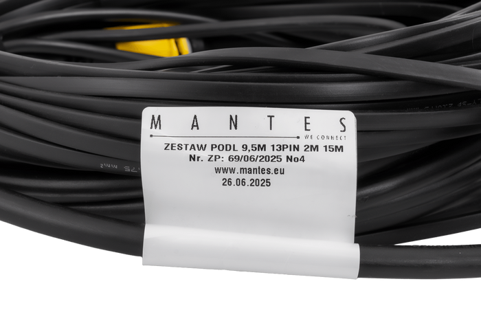 Elektrická instalace MANTES, kabeláž pro přívěs na loď, 11,67 m, 13PINOVÁ zástrčka, 2x 5PINOVÉ bajonety