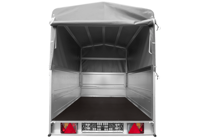 Přívěs za auto 200x125 UNITRAILER GARDEN 201 KIPP s bočnicemi BIS, rámem H-800 a šedým krytem