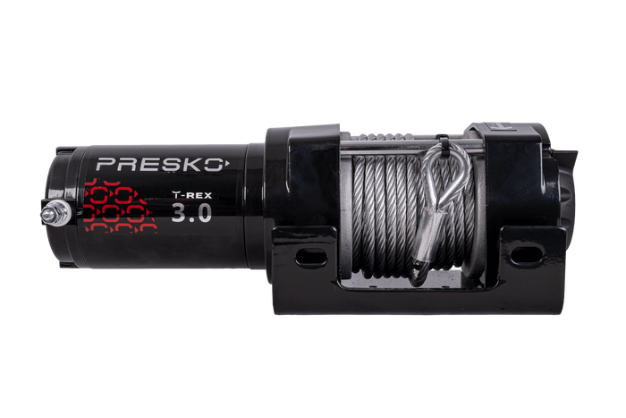 Elektrický naviják na přívěs PRESKO T-REX 3.0 12V 1360kg s 11m ocelovým lanem