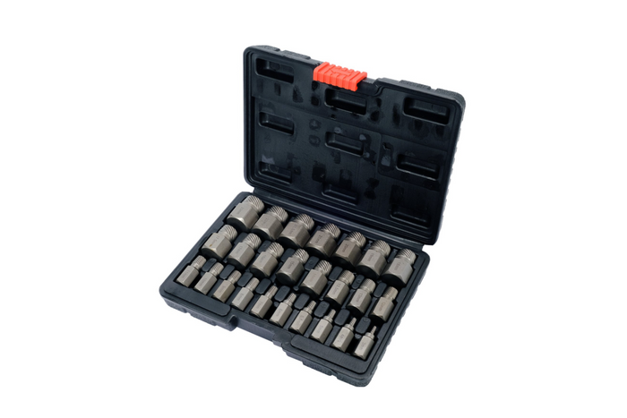 Vytahovače šroubů pro poškozené vnitřní šrouby YATO YT-06034 3-23mm 25 ks.