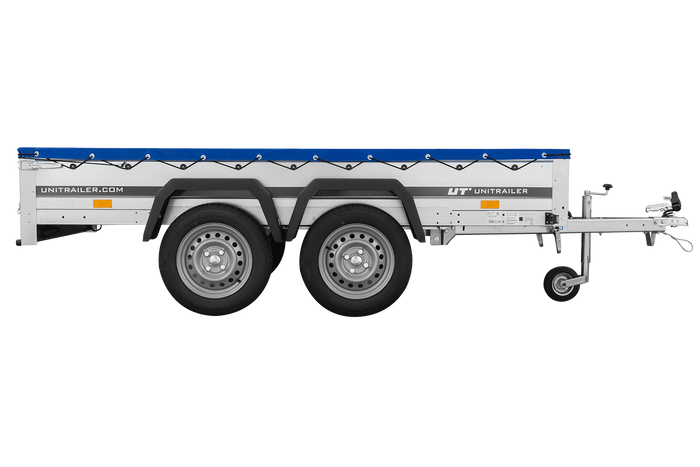 Dvounápravový přívěs 264x125 UNITRAILER GARDEN 264/2 KIPP s rámem H-0 a modrou plachtou