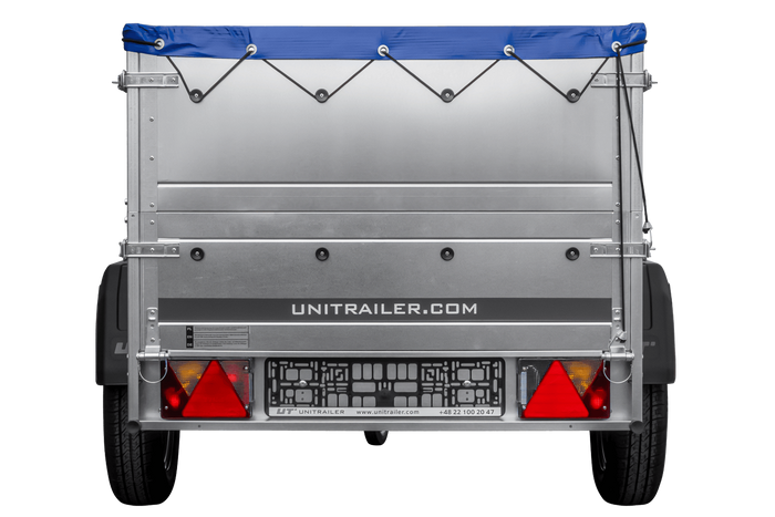 Přívěs za auto 200x106 UNITRAILER GARDEN 200 KIPP s bočnicemi BIS, rámem H-0 a modrým krytem