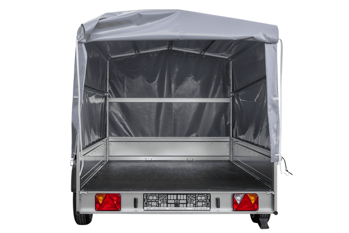 Přívěs za auto na pružinách 264x150 UNITRAILER GARDEN 265/R KIPP s rámem H-1100 a šedým krytem