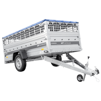 Jednonápravový přívěs 264x125 UNITRAILER FORCE 264 KIPP s pletivovými bočnicemi, rámem H-0 a modrým krytem