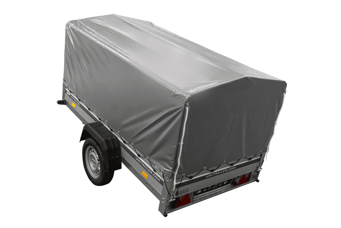 Jednonápravový přívěs s hliníkovými bočnicemi 230x125 Unitrailer Garden 230 KIPP ALU s rámem H-800 a šedým krytem