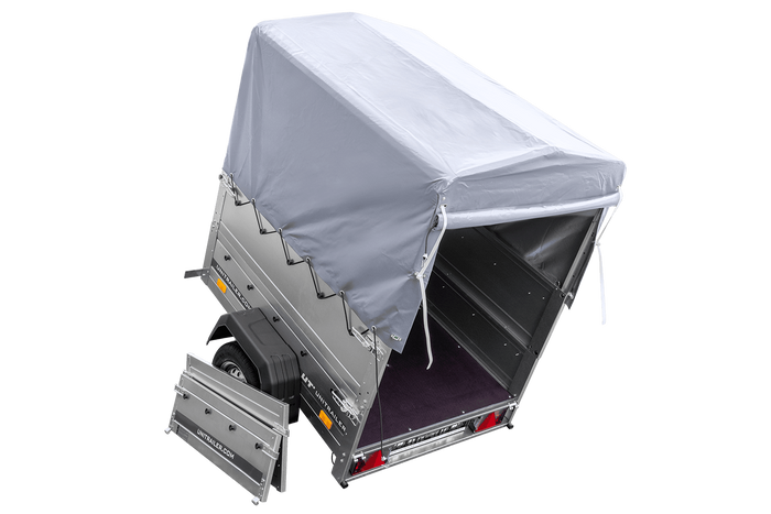 Přívěs Garden Trailer 150 KIPP s BIS bočnicemi, rámem H-800 a šedou plachtou