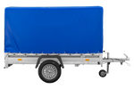 Přívěs za auto s hliníkovými bočnicemi 230x125 Unitrailer Garden 230 KIPP ALU s rámem H1100 a modrým krytem