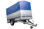 Lehký přívěs na pružinách 264x125 UNITRAILER FORCE 264/R KIPP s bočnicemi BIS, rámem H-800 a modrým krytem