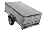Jednonápravový přívěs s hliníkovými bočnicemi 230x125 Unitrailer Garden 230 KIPP ALU s bočnicemi BIS, rámem H-0 a šedým krytem