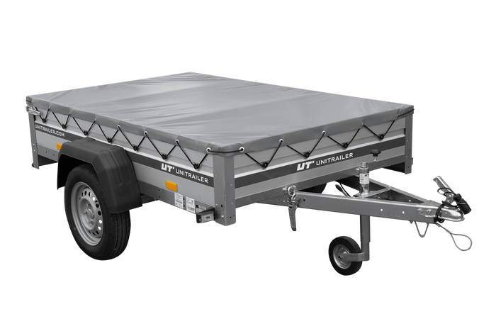 Jednonápravový přívěs s hliníkovými bočnicemi 200x125 Unitrailer Garden 201 KIPP ALU s rámem H-0 a šedým krytem