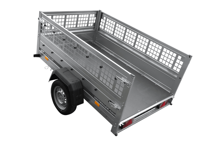 Jednonápravový přívěs 200x125 UNITRAILER GARDEN 201 KIPP s pletivovými bočnicemi