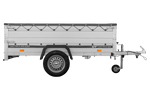 Jednonápravový přívěs s hliníkovými bočnicemi 230x125 Unitrailer Garden 230 KIPP ALU s bočnicemi BIS, rámem H-0 a šedým krytem