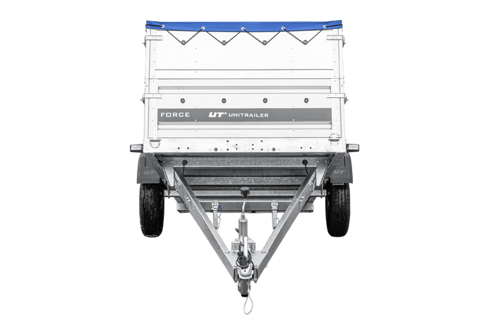 Lehký přívěs 230x125 UNITRAILER FORCE 230 KIPP s bočnicemi BIS, rámem H-0 a modrým krytem