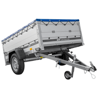 Přívěs za auto s hliníkovými bočnicemi 200x125 Unitrailer Garden 201 KIPP ALU s bočnicemi BIS, rámem H-0 a modrým krytem