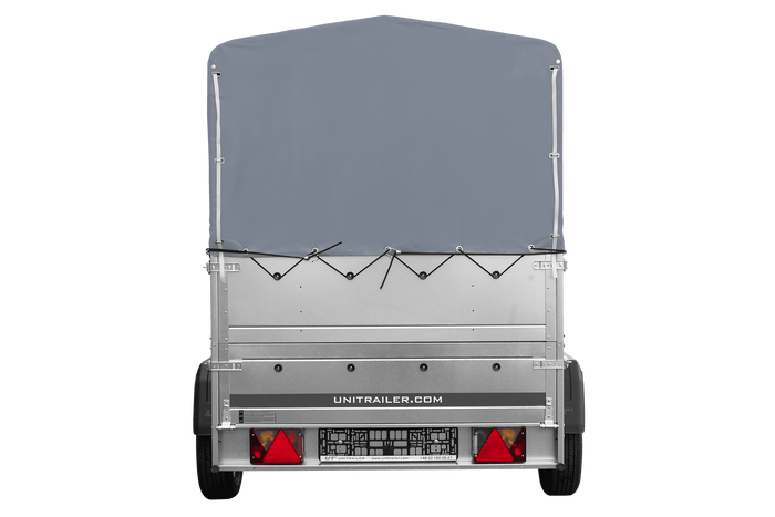 Lehký přívěs na pružinách 200x125 UNITRAILER GARDEN 201/R KIPP s bočnicemi BIS, rámem H-800 a šedým krytem
