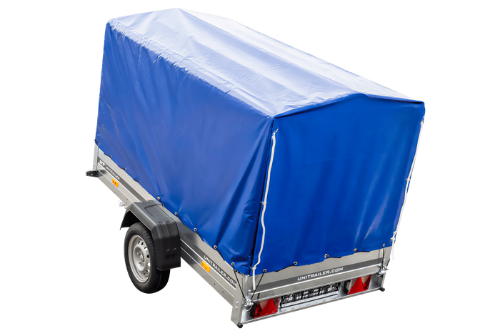 Přívěs pro auto 230x125 UNITRAILER GARDEN 230 KIPP s rámem H-1100 a modrým krytem