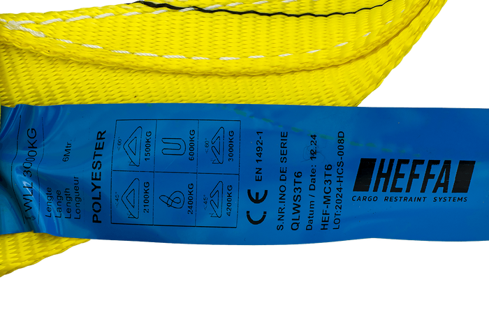 Jeřábový popruh HEFFA 6m/90mm/3t s očky