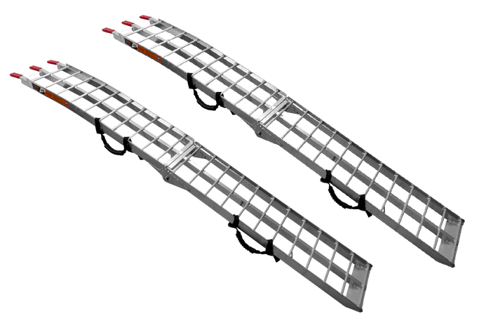 Skládací hliníkové rampy UNITRAILER ALR002 pro přívěsy 221 cm 680 kg s popruhem, sada 2 ks