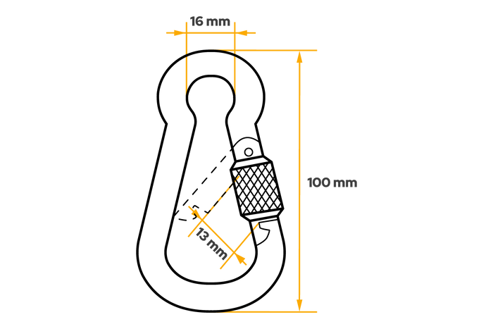 Karabina s pojistkou pro lana DROMET KSZ10100 hasičská karabina 10x100mm