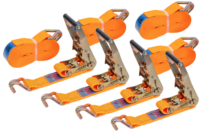 Sada čtyř oranžových přepravních pásů UNITRAILER 8m/50mm/5t s napínákem
