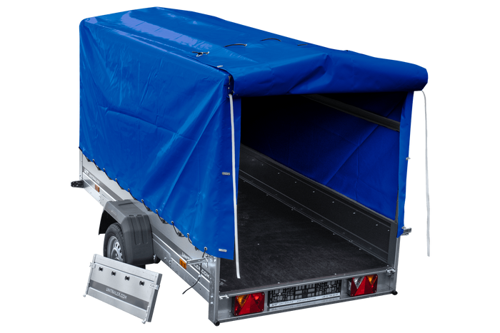 Přívěs pro auto 264x125 UNITRAILER GARDEN 264 KIPP s rámem H-1100 a modrým krytem