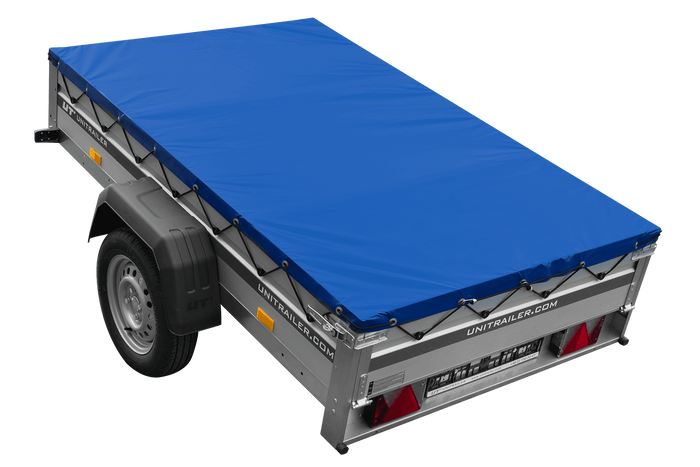 Jednonápravový přívěs s hliníkovými bočnicemi 200x125 Unitrailer Garden 201 KIPP ALU s rámem H-0 a modrým krytem