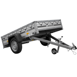 Jednonápravový přívěs s hliníkovými bočnicemi 200x125 Unitrailer Garden 201 KIPP ALU s rámem H-0 a šedým krytem