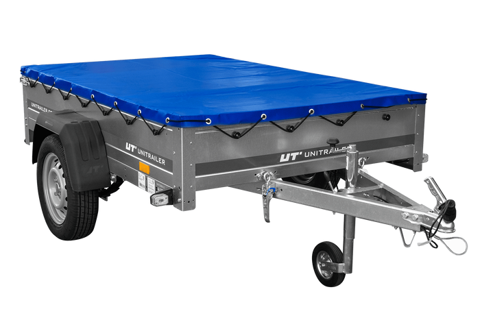 Přívěs za auto na pružinách 200x125 UNITRAILER GARDEN 201/R KIPP s rámem H-0 a modrým krytem