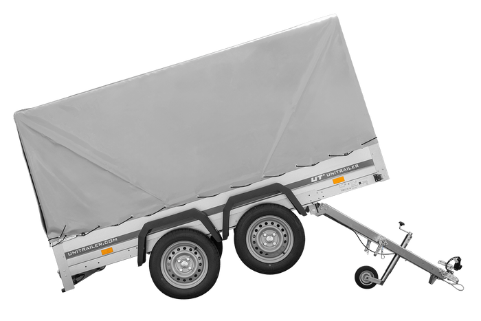 Dvounápravový přívěs 264x125 UNITRAILER GARDEN 264/2 KIPP s rámem H-1100 a šedou plachtou