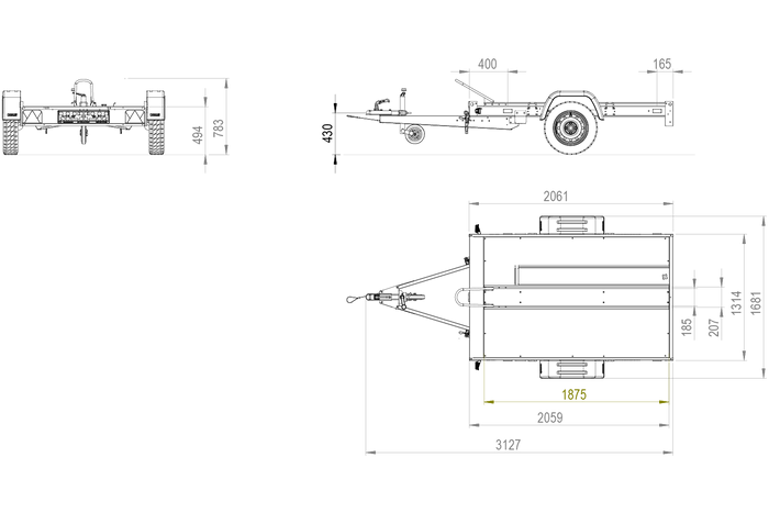 Přívěs pro motocykl 316x220 UNITRAILER MOTO 1 Celková hmotnost 750 kg