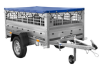 Lehký přívěs 200x106 UNITRAILER GARDEN 200 KIPP s pletivovými bočnicemi, rámem H-0 a modrým krytem