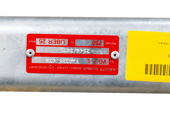 Nebrzděná náprava OUTLET KNOTT VG7-L pro přívěs UNITRAILER 750 kg 1260 mm 1560 mm 4x100