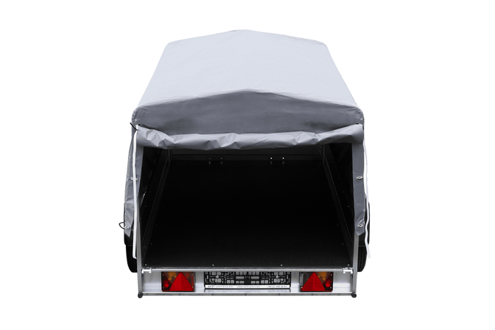 Jednonápravový přívěs na pružinách 200x125 UNITRAILER GARDEN 201/R KIPP s rámem H-800 a šedou plachtou