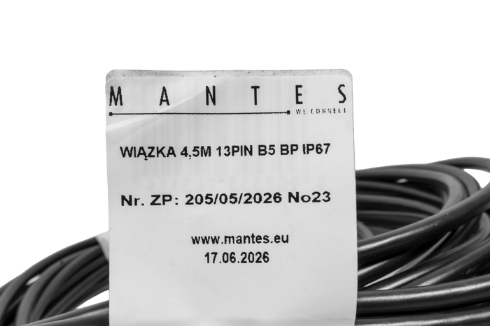 Elektroinstalace MANTES, kabelový svazek pro přívěs na loď 4,4 m, 13pinová zástrčka, 2x5pinové bajonety
