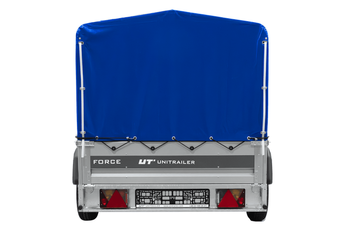 Jednonápravový přívěs 230x125 UNITRAILER FORCE 230 KIPP s rámem H-800 a modrým krytem