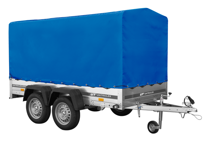 Dvounápravový přívěs 264x125 UNITRAILER GARDEN 264/2 KIPP s rámem H-1100 a modrou plachtou