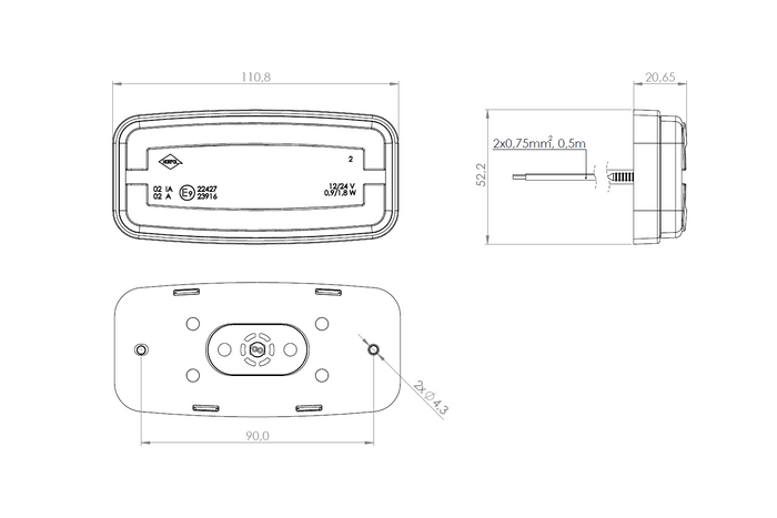 HORPOL LD 2762 LED obrysová svítilna, oranžová, univerzální