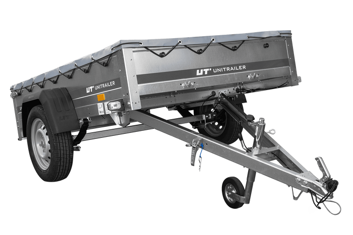 Přívěs za auto na pružinách 200x125 UNITRAILER GARDEN 201/R KIPP s rámem H-0 a šedým krytem