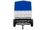 Lehký přívěs na pružinách 200x125 UNITRAILER GARDEN 201/R KIPP s bočnicemi BIS, rámem H-800 a modrým krytem