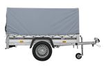 Jednonápravový přívěs s hliníkovými bočnicemi 200x125 Unitrailer Garden 201 KIPP ALU s rámem H-800 a šedým krytem